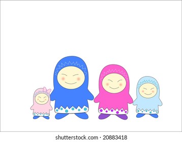 Comic family on a white background