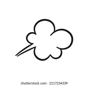 Nube de pedos cómicos. Globo de mal olor. Explosión, aliento furioso. Nube de humo al estilo cómico. Un símbolo de flatulencia divertida. Ilustración vectorial aislada en fondo blanco.