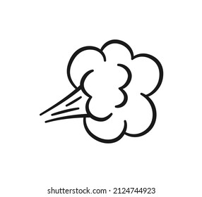 Comic Fart Cloud. Bad Stink Balloon. Explosion, Angry Breath. Cloud Of Smoke Gas In Comic Style. Funny Flatulence Symbol. Vector Illustration Isolated On White Background.