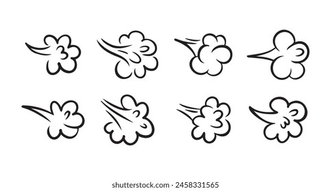 Comic fart cloud. Bad stink balloon. Smoke gas cloud in comic style. Explosion, angry breath. Vector illustration