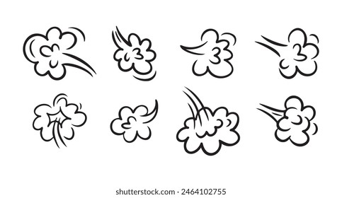 Comic fart cloud. Bad stink balloon. Smoke gas cloud in comic style. Explosion, angry breath. Vector illustration