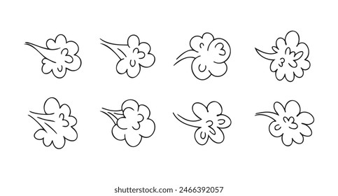 Comic Fart Cloud. Schlechter Stinkballon. Smoke Gaswolke im Comic-Stil. Explosion, wütender Atem. Vektorillustration