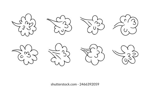 Comic fart cloud. Bad stink balloon. Smoke gas cloud in comic style. Explosion, angry breath. Vector illustration