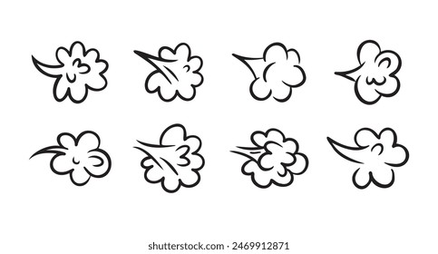 Comic fart cloud. Bad stink balloon. Smoke gas cloud in comic style. Explosion, angry breath. Vector illustration