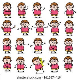 Comic Fat Boy Poses - Set of Concepts Vector illustrations