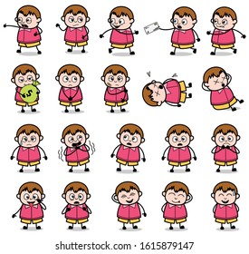 Comic Fat Boy with Various Poses - Set of Concepts Vector illustrations