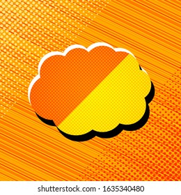 Comic fight concept with orange stripes halftone effects colorful speech bubble. Vector illustration