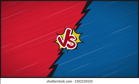 Fondo De Caricatura De Comic Fighting. Azul Vs Rojo. Ilustración vectorial.