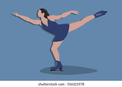 Comic figure skating girl. cartoon character