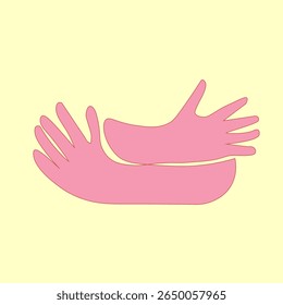 Comic flexible hands. color arms, symbols.	