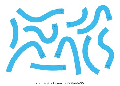 Comic flexible hands. Colored human arms holding vote ballots and megaphone, participate in voting. Voting and elections concept. Vector illustration in flat style in eps 10.
