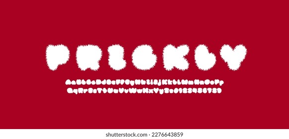 Comic fluffy font alphabet in the fur cartoon style, soft fur letters and numbers, vector illustration 10EPS