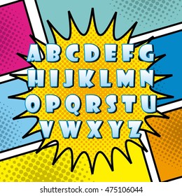 comic font alphabet pop art vector illustration design