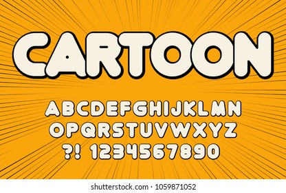 Comic font Fun cartoon design letters and numbers Vector logo