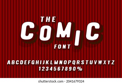 Colección de conjuntos de tipos de letra cómic, letras y símbolo de números. Ilustración del vector