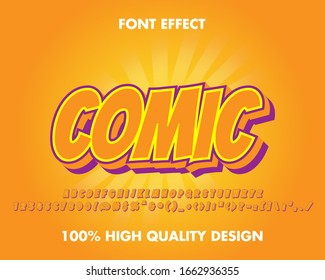 Comic font and text effect carton style with shadow full set alphabet for kid font, title, and headline. premium vector