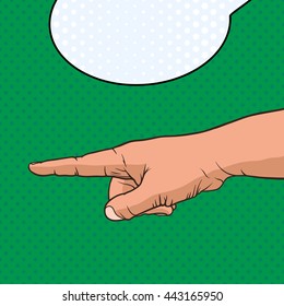 Comic forefinger and speech bubble.vector illustration