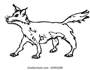 a comic fox, a free hand drawn, clean editable vector representing a comic style fox