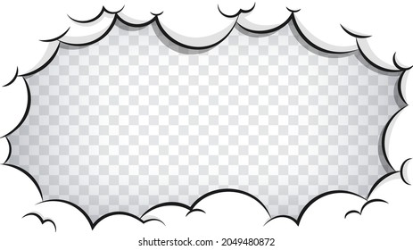 Fondo del marco cómico. La caricatura tira el marco de la nube sobre un fondo transparente. Explosión de historietas.