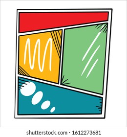Comic Frame background , Green, Blue Yellow and red with ink stroke 