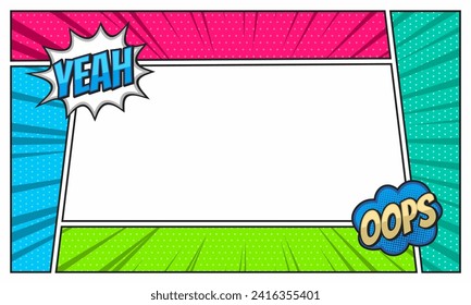 Comic frame border background template design. page scene cartoon