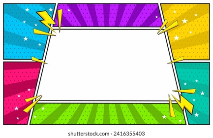 Comic frame border background template design. page scene cartoon