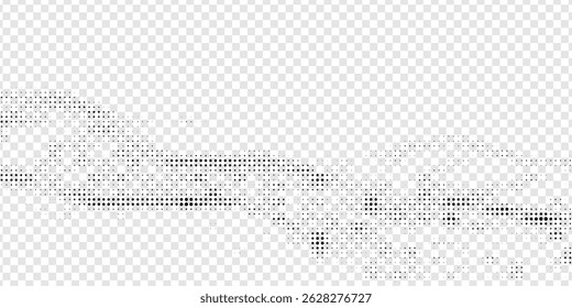 Comic frame. Halftone cartoon border. Pop art dot. Attention pattern. Faded texture. Black line isolated on transparent background. Anime lines design for prints. Grunge dots.