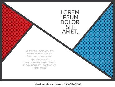 Comic frame space for text and photo. template cartoon concept. red and blue color tone.