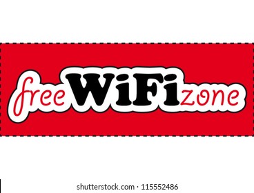 Comic Free WIFI Zone Sign On Red Background