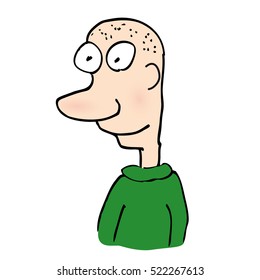 Comic funny man face. Hand-drawn vector illustration