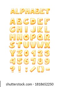 Comic-Spiel-Schriftart Cartoon Luftblasen Schrift, Schriftarten. Farbige Kleinbuchstaben eines Alphabets mit Glint. Helle Buchstaben für Typografie-Inschriften, Zahlen, Kinderzeichen, Vektorgrafik