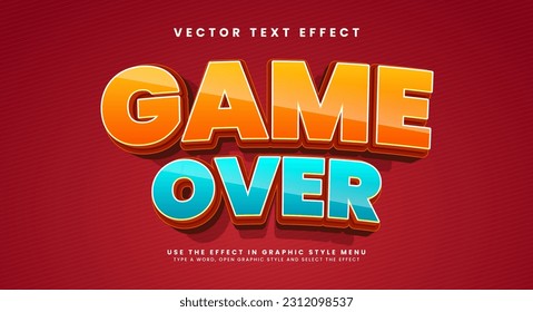 Comic game over editable text style effect. Cartoon style vector text effect.