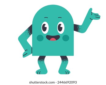 Comic geometric shape. Funny comic character, geometric shape with happy emotions flat vector illustration. Cute geometric figure with funny face