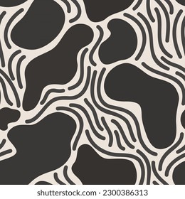 Comic geometric texture background. Organic shape, lines seamless pattern. Abstract minimal line doodles, wavy curved shapes print. Bold vector illustration for wallpaper design, fabric, textile