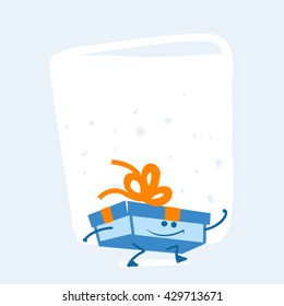 Comic gift box character.