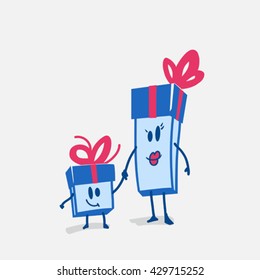 Comic gift boxes character.