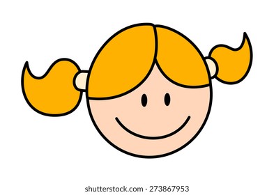 Comic Girl Happy Face