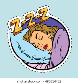 Comic girl sleeping in bed