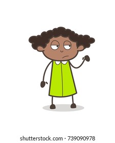 Comic Girl Unamused Face Expression Vector