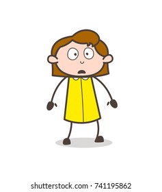 Comic Girl Wonder Face Expression Vector