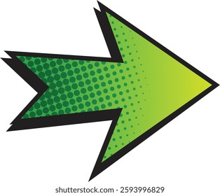 Comic green arrow left direction icon on a transparent background. Comic arrow png. Suitable for comic, pop art, and cartoon design element