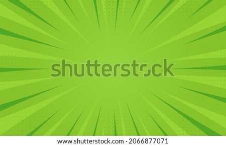 Comic Green Book Pop Art Background. Bright Green Backdrop with Halftone. Retro Comic Pop Art Background in Cartoon Style. Vector Illustration.