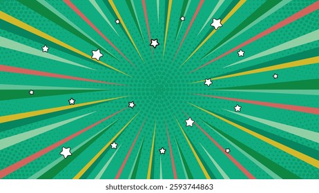 Comic green burst background with star