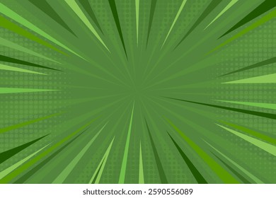 Comic green pop art background. Trendy creative comic zoom effect background with halftone for posters, web banners, brochures
