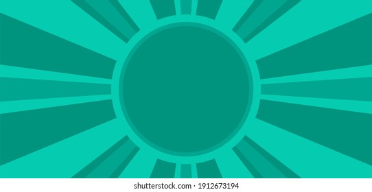 Comic green sunbeam background. Retro pop art style cartoon background. 