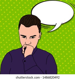 comic guy. pop art retro vector illustration. man in comic style. Success concept. comic book. man with a thought