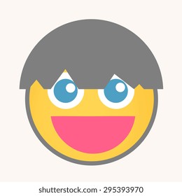 Comic Hairstyle - Cartoon Smiley Vector Face