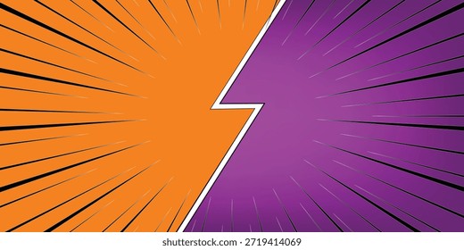 Estilo de semitono cómico con zoom frente a líneas en el diseño de fondo.