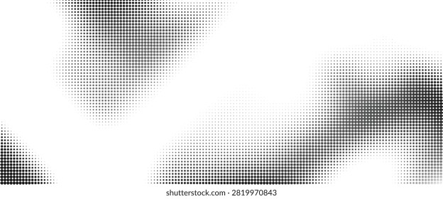 Comic halftone wave gradient texture. Bold grunge grit noise background. Black sand grain wallpaper. Retro pixel backdrop. Anime or manga style patten overlay. Vector old distress dirt speckle surface