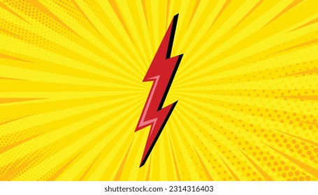 comic halftoned background with lightning yellow comic design with yellow flash vector illustration